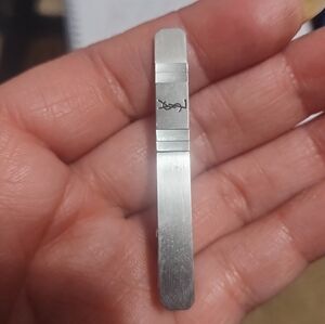 YSL SILVER ON SILVER TIE CLIP